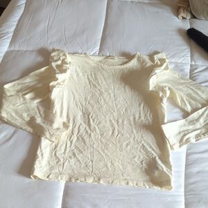 Crewcuts Cream Long Sleeve Top with Ruffle Detail